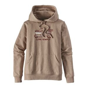 Patagonia Live Simply Organic Cotton Bike Beige Hoodie Pullover Sweater Small
